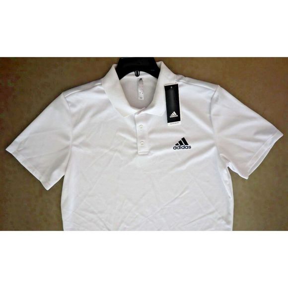 adidas GL0484 Men's Sz Large White/Black Designed to Move 3-Stripes Polo Shirt - Picture 9 of 9
